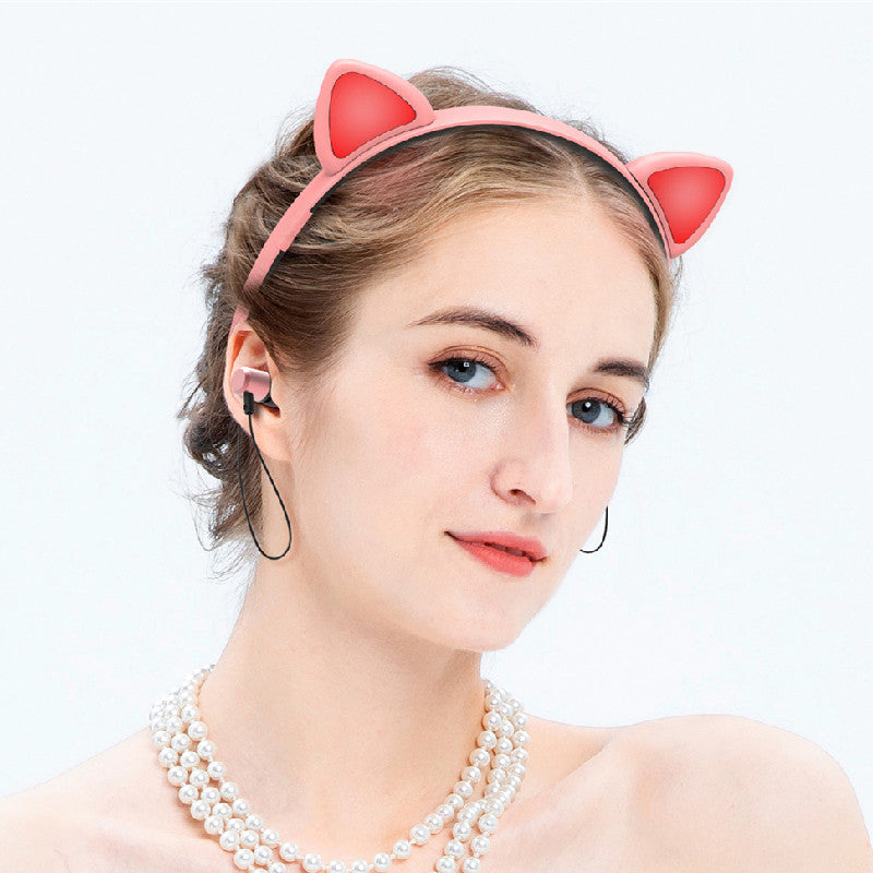 LED Glowing True Wireless Bluetooth Headphones Auriculares Cartoon Girl Headband Cat Ear Headset With Microphone For All Phones