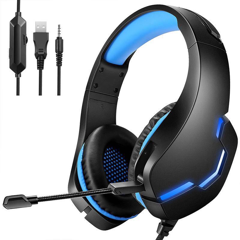 J10 3.5mm Gaming Headset With Mic And LED Lights Wired Headphones Gaming Headphones Microphone Volume Control For PC Laptop