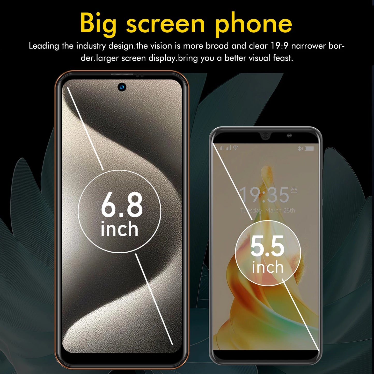 Smartphone Q15 Pro,5G Phone Android,6.8in,8GB RAM,256GB ROM,Dual SIM,Mobile phones,Google Play Store,24+48MP,6800mAh,Cellphones