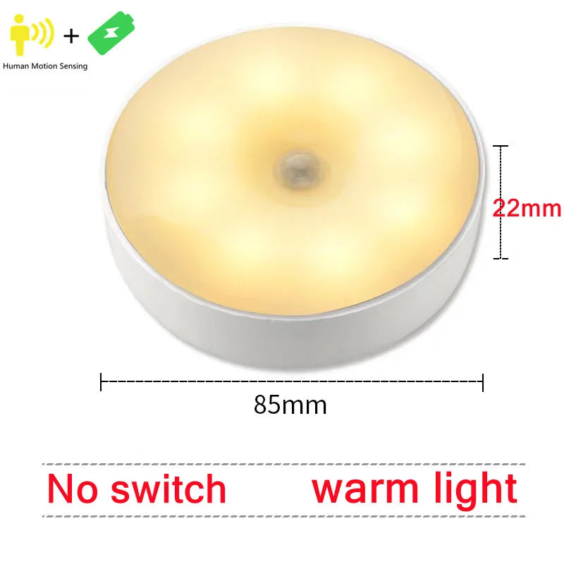 Motion Sensor Light Led USB NightLights Rechargeable Lamp for Bedroom Staircase Hallway Wardrobe Cupboard Lighting