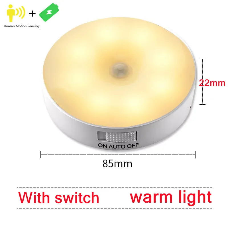 Motion Sensor Light Led USB NightLights Rechargeable Lamp for Bedroom Staircase Hallway Wardrobe Cupboard Lighting