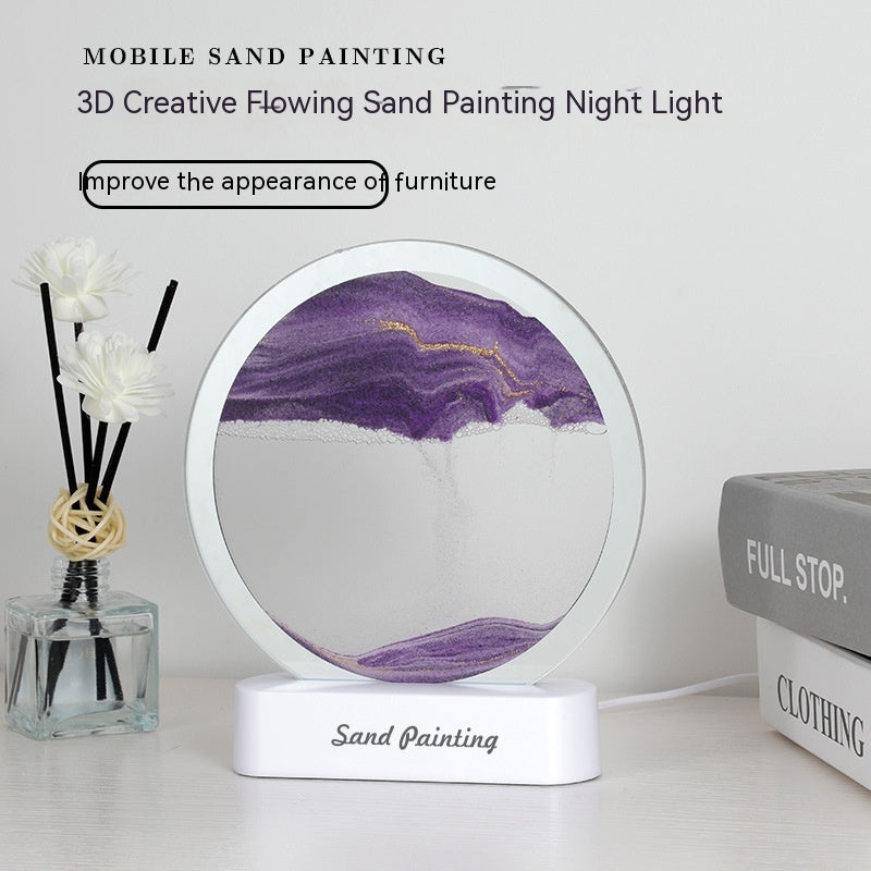 Bedside LED Table Lamp Creative Quicksand Painting Night Light Ornaments